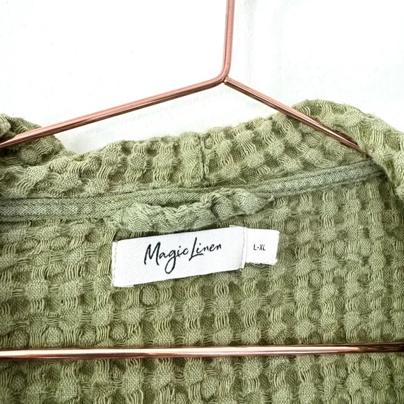 Forest Linen Like-New Men’s Waffle Knit Robe L/XL - Picture 9 of 14